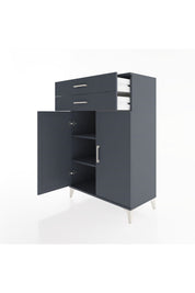 Hyperion Dolap 2 Raflı 2 Çekmeceli 2 Kapaklı 88x44x134 Antrasit-Antrasit