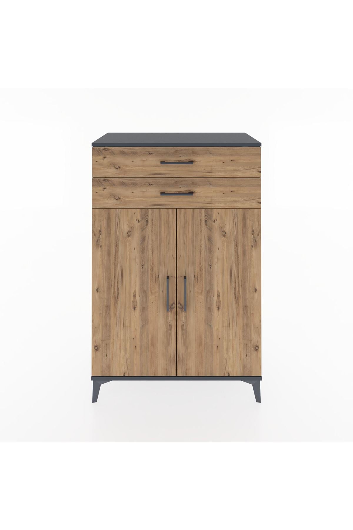 Hyperion Dolap 2 Raflı 2 Çekmeceli 2 Kapaklı 88x44x134 Antrasit-Çam