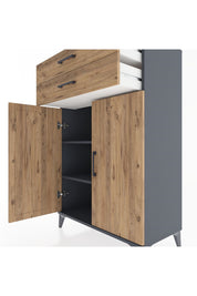 Hyperion Dolap 2 Raflı 2 Çekmeceli 2 Kapaklı 88x44x134 Antrasit-Çam