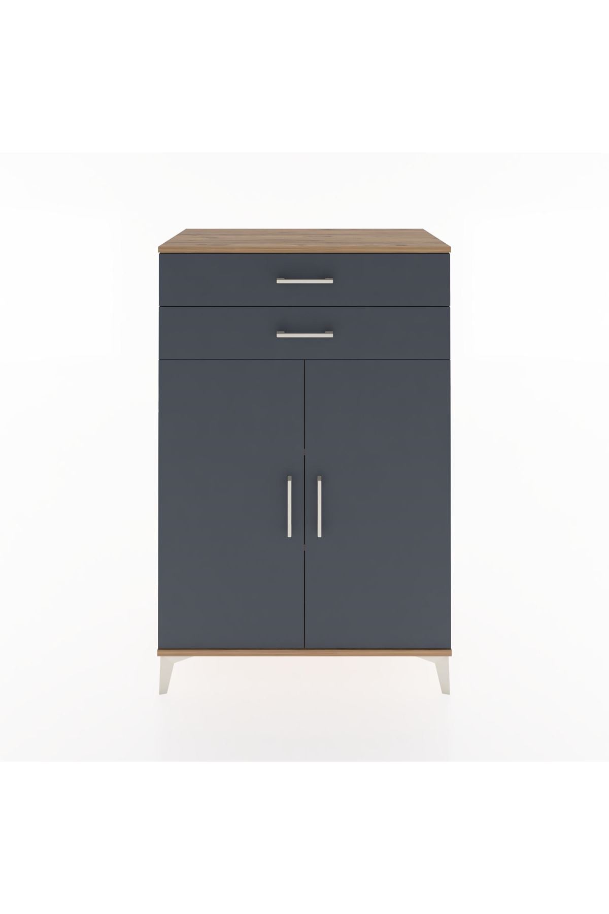 Hyperion Dolap 2 Raflı 2 Çekmeceli 2 Kapaklı 88x44x134 Çam-Antrasit