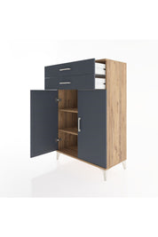Hyperion Dolap 2 Raflı 2 Çekmeceli 2 Kapaklı 88x44x134 Çam-Antrasit