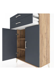 Hyperion Dolap 2 Raflı 2 Çekmeceli 2 Kapaklı 88x44x134 Çam-Antrasit