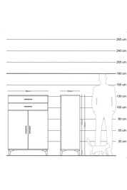 Hyperion Dolap 2 Raflı 2 Çekmeceli 2 Kapaklı 88x44x134 Çam-Antrasit