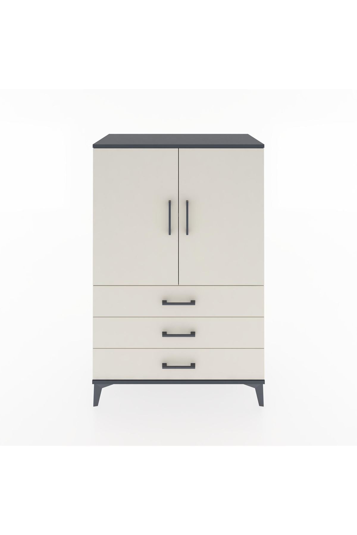 Hyperion Dolap 2 Raflı 3 Çekmeceli 2 Kapaklı 88x44x134 Antrasit-Aytaşı