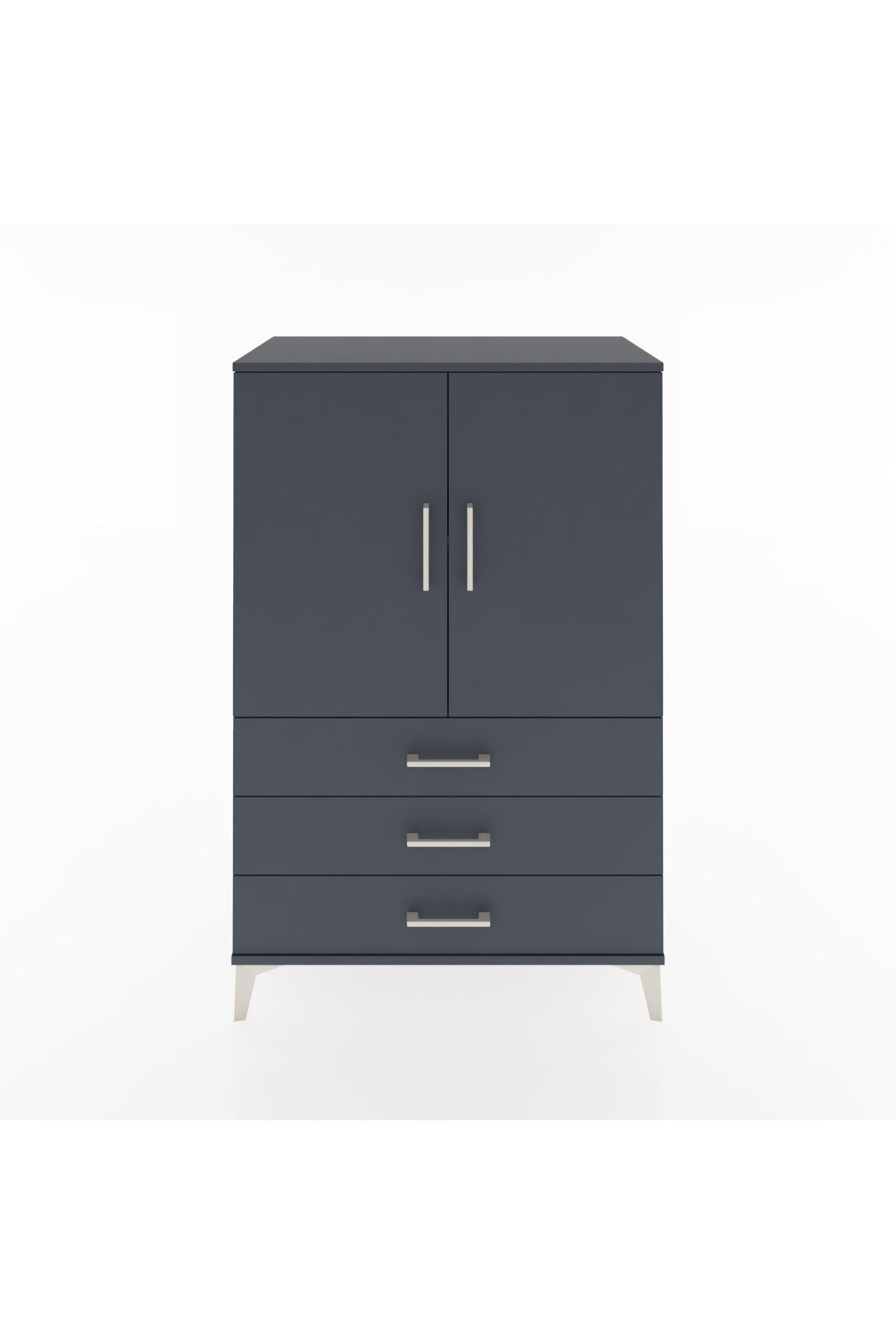 Hyperion Dolap 2 Raflı 3 Çekmeceli 2 Kapaklı 88x44x134 Antrasit-Antrasit