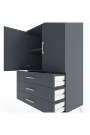 Hyperion Dolap 2 Raflı 3 Çekmeceli 2 Kapaklı 88x44x134 Antrasit-Antrasit