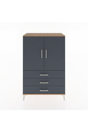 Hyperion Dolap 2 Raflı 3 Çekmeceli 2 Kapaklı 88x44x134 Çam-Antrasit