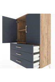 Hyperion Dolap 2 Raflı 3 Çekmeceli 2 Kapaklı 88x44x134 Çam-Antrasit