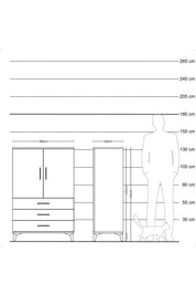 Hyperion Dolap 2 Raflı 3 Çekmeceli 2 Kapaklı 88x44x134 Çam-Antrasit