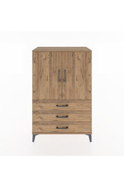 Hyperion Dolap 2 Raflı 3 Çekmeceli 2 Kapaklı 88x44x134 Çam-Çam