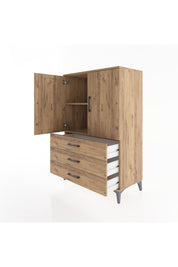 Hyperion Dolap 2 Raflı 3 Çekmeceli 2 Kapaklı 88x44x134 Çam-Çam