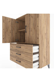 Hyperion Dolap 2 Raflı 3 Çekmeceli 2 Kapaklı 88x44x134 Çam-Çam