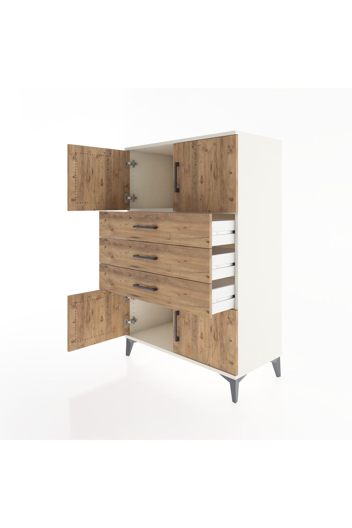 Hyperion Dolap Tek Raflı 3 Çekmeceli 4 Kapaklı 88x44x134 - S51M098V3B