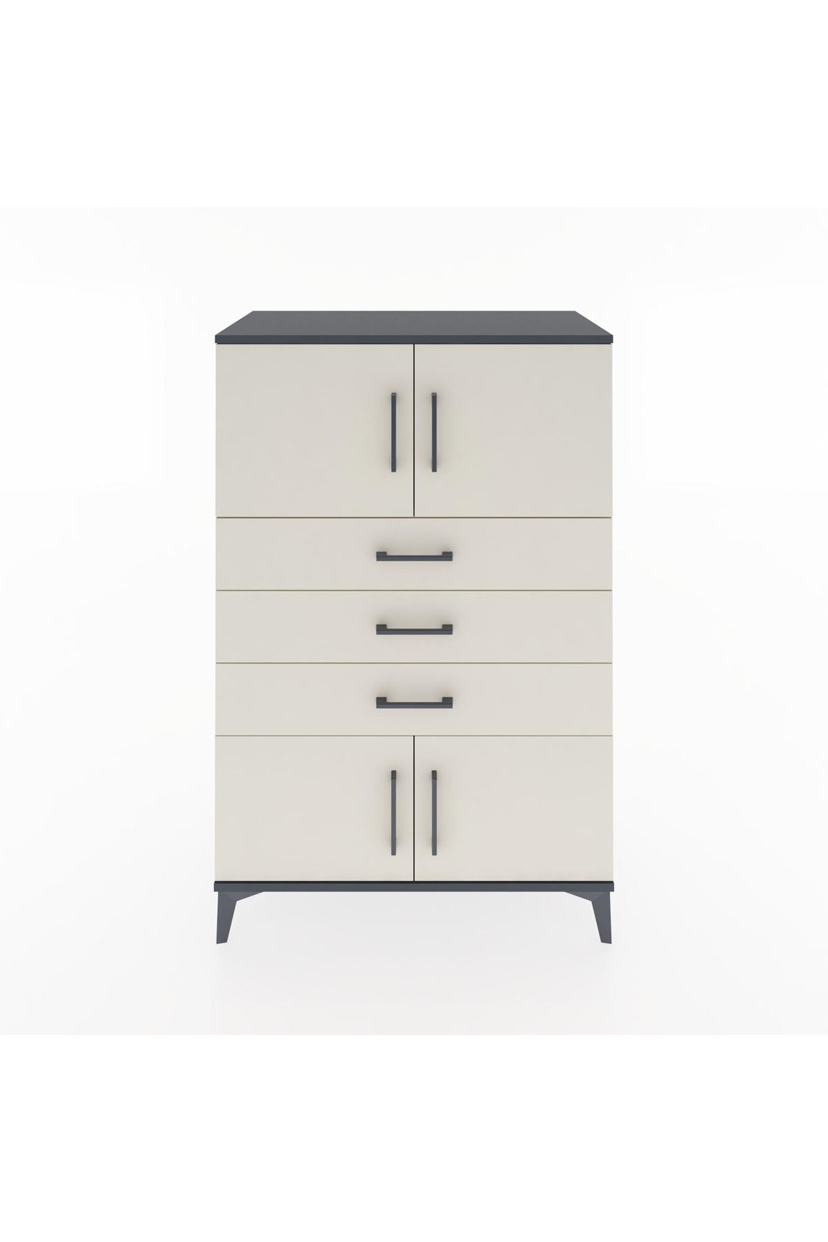 Hyperion Dolap Tek Raflı 3 Çekmeceli 4 Kapaklı 88x44x134 - S51M098V4B
