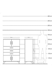 Hyperion Dolap Tek Raflı 3 Çekmeceli 4 Kapaklı 88x44x134 - S51M098V5B