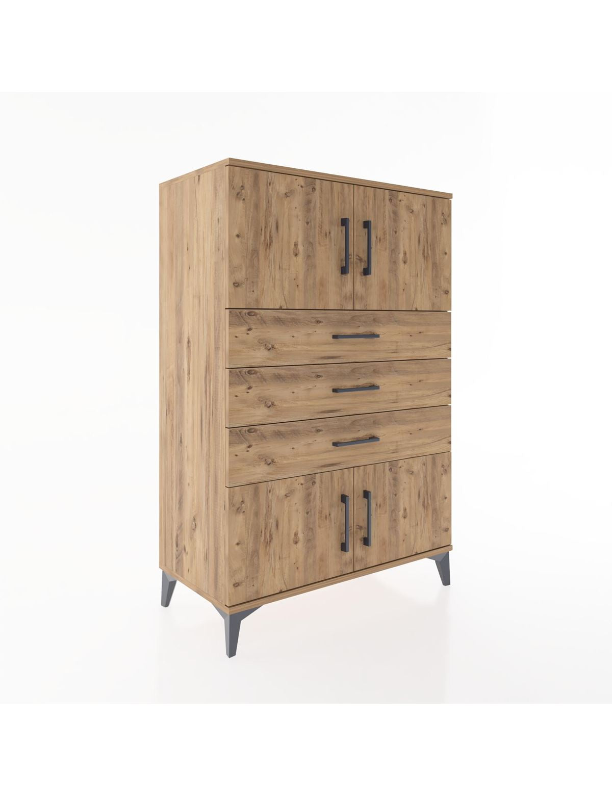 Hyperion Dolap Tek Raflı 3 Çekmeceli 4 Kapaklı 88x44x134 - S51M098V9B