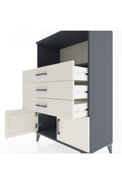 Hyperion Dolap Tek Raflı 3 Çekmeceli 2 Kapaklı 88x44x134 Antrasit-Aytaşı