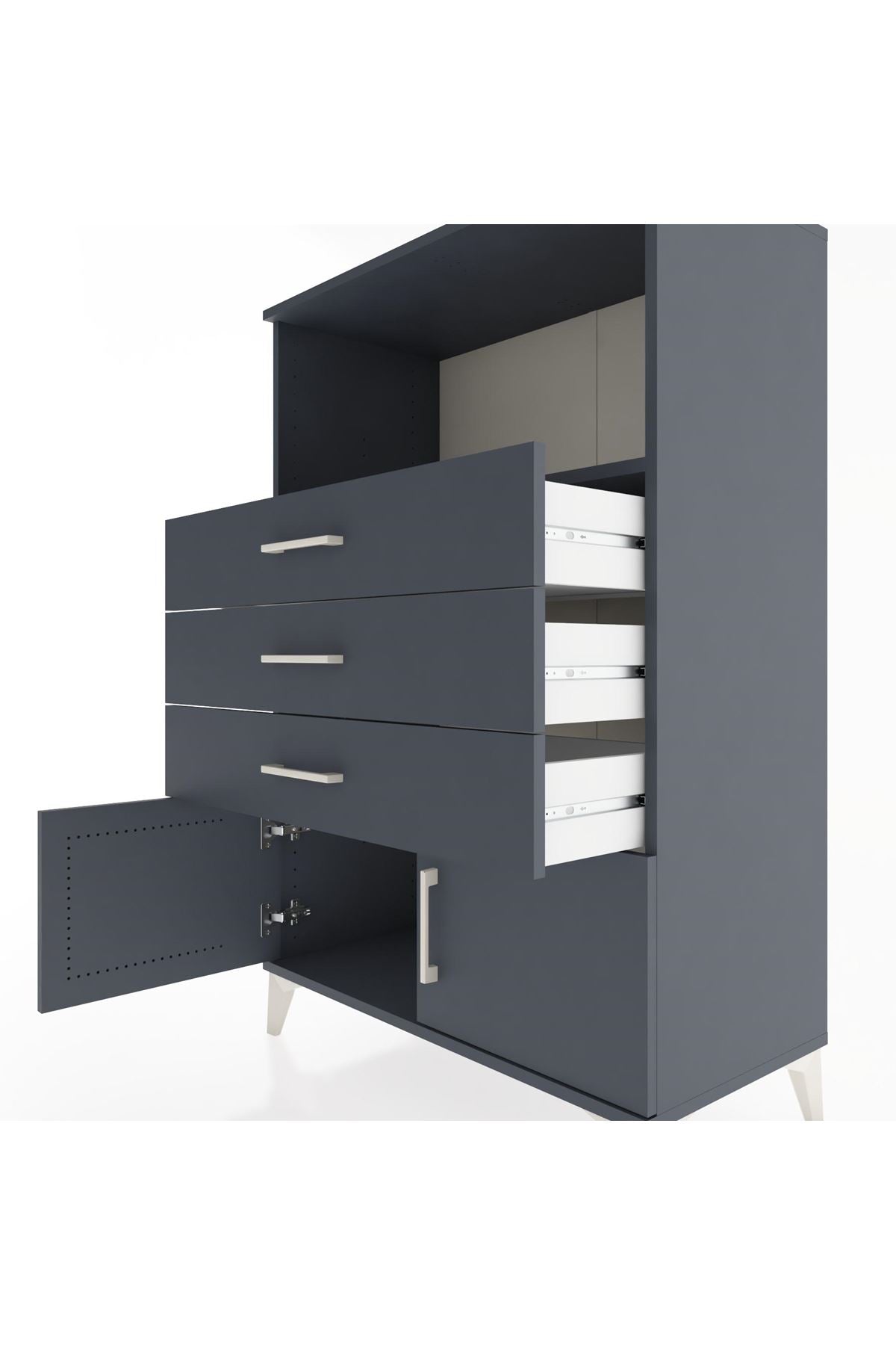 Hyperion Dolap Tek Raflı 3 Çekmeceli 2 Kapaklı 88x44x134 - S51M099V5B