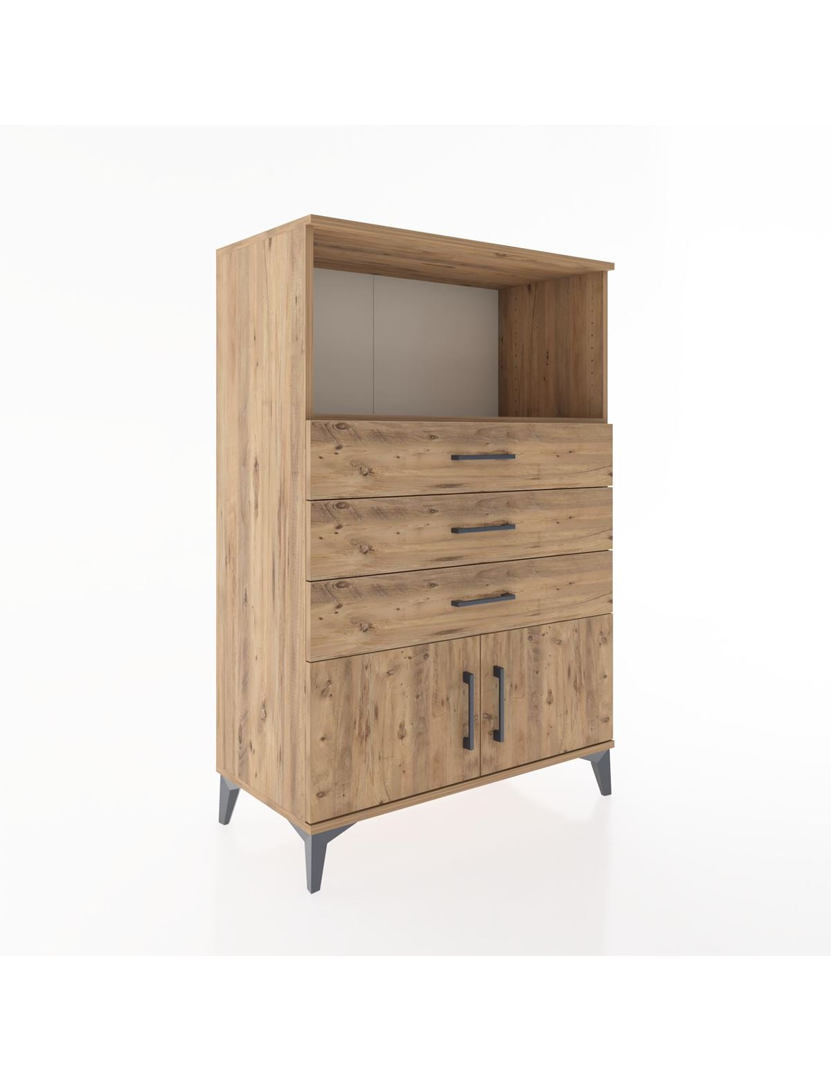 Hyperion Dolap Tek Raflı 3 Çekmeceli 2 Kapaklı 88x44x134 - S51M099V9B