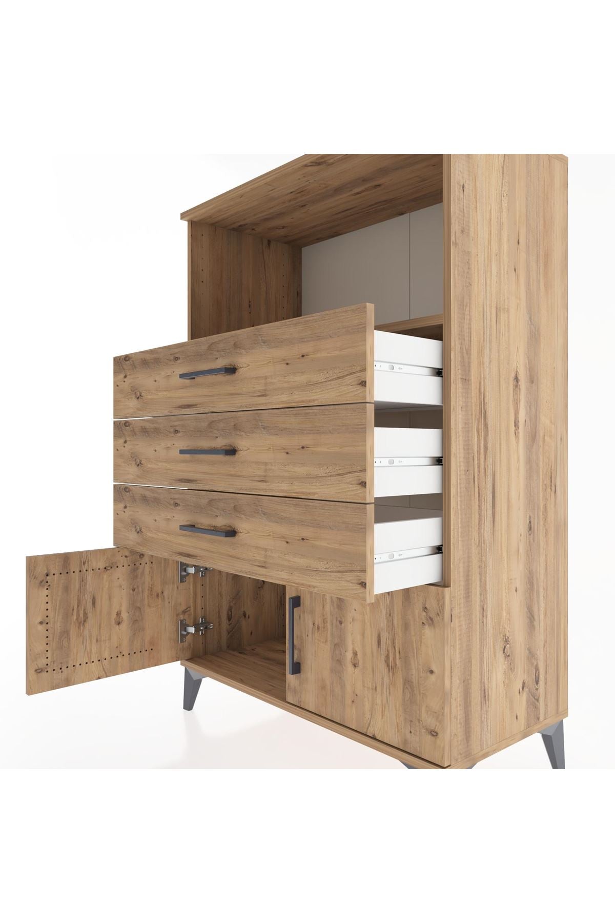 Hyperion Dolap Tek Raflı 3 Çekmeceli 2 Kapaklı 88x44x134 - S51M099V9B