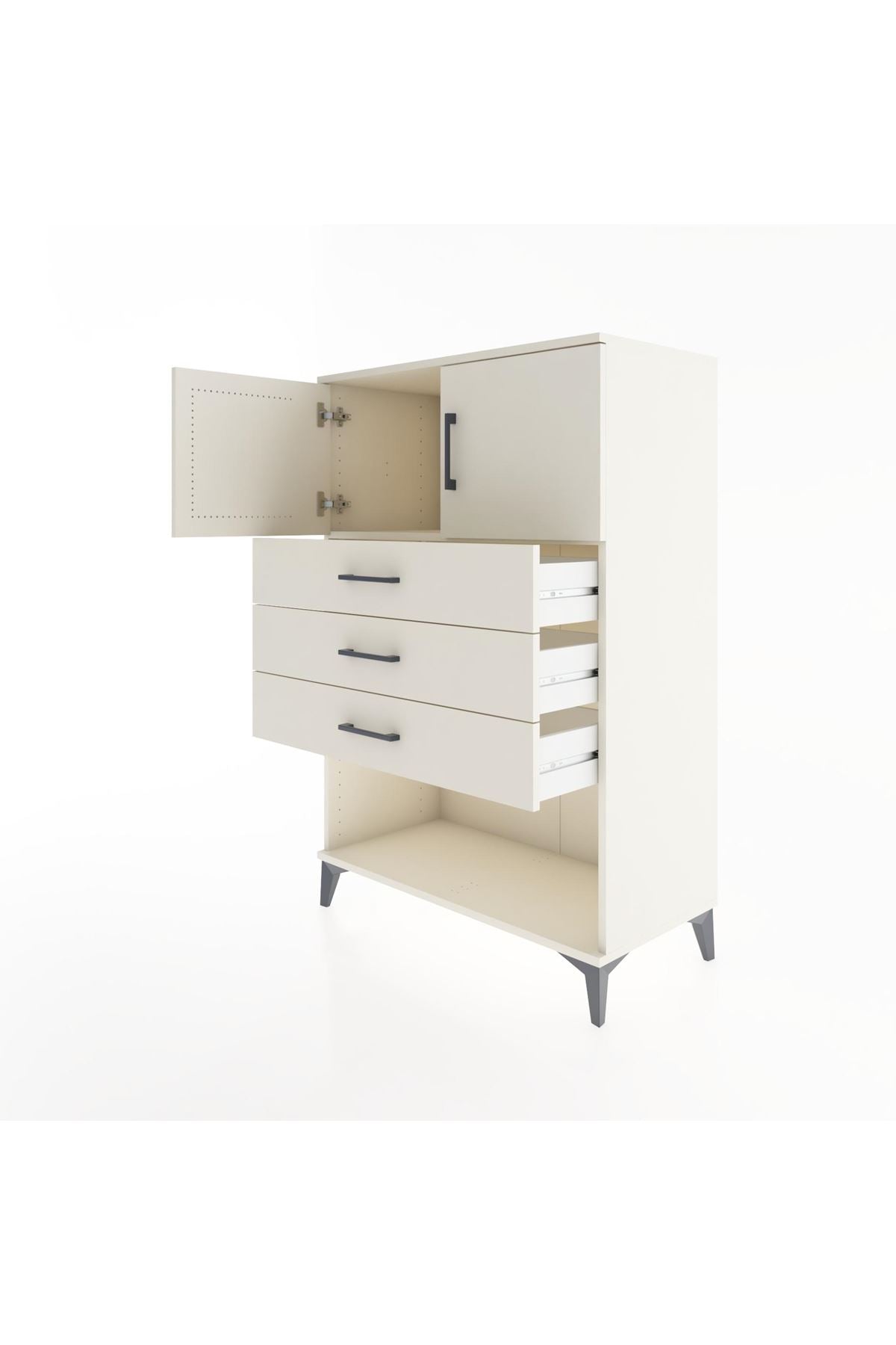 Hyperion Dolap Tek Raflı 3 Çekmeceli 2 Kapaklı 88x44x134 - S51M100V1B