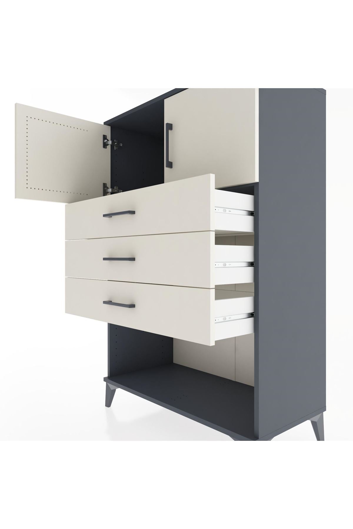 Hyperion Dolap Tek Raflı 3 Çekmeceli 2 Kapaklı 88x44x134 - S51M100V4B