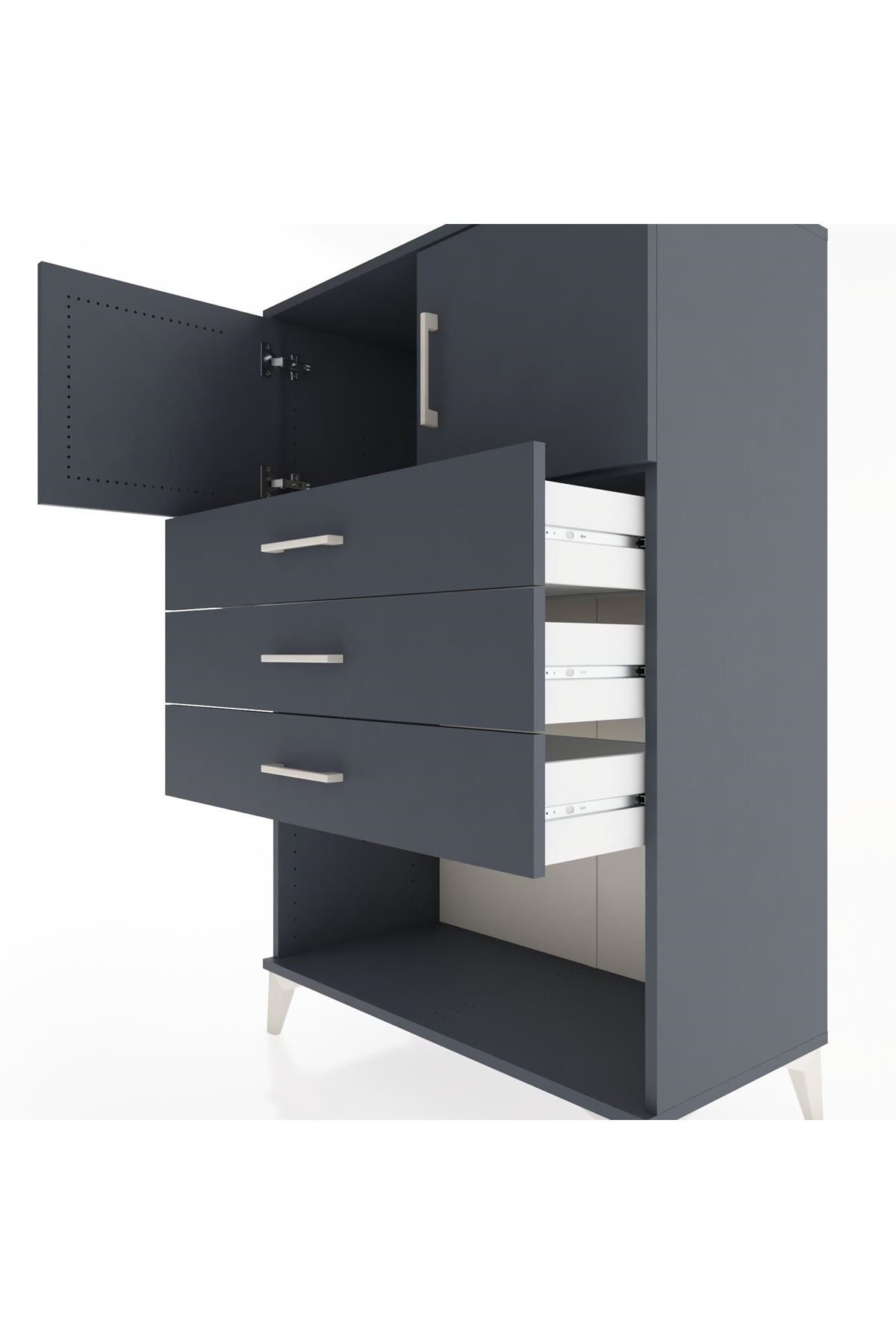 Hyperion Dolap Tek Raflı 3 Çekmeceli 2 Kapaklı 88x44x134 - S51M100V5B