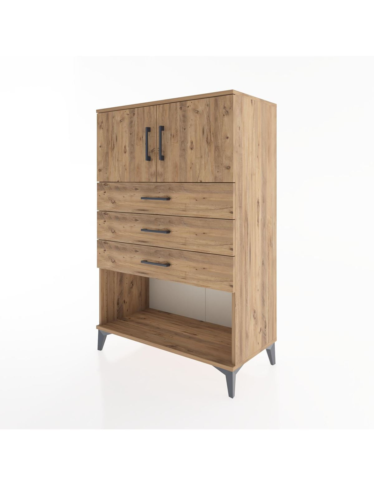 Hyperion Dolap Tek Raflı 3 Çekmeceli 2 Kapaklı 88x44x134 - S51M100V9B