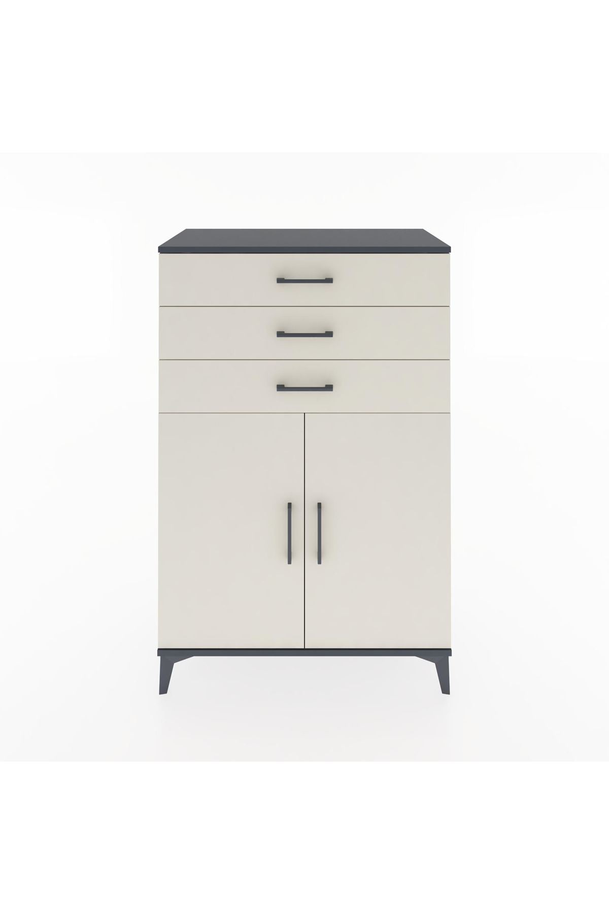 Hyperion Dolap 3 Çekmeceli 2 Kapaklı 88x44x134 Antrasit-Aytaşı
