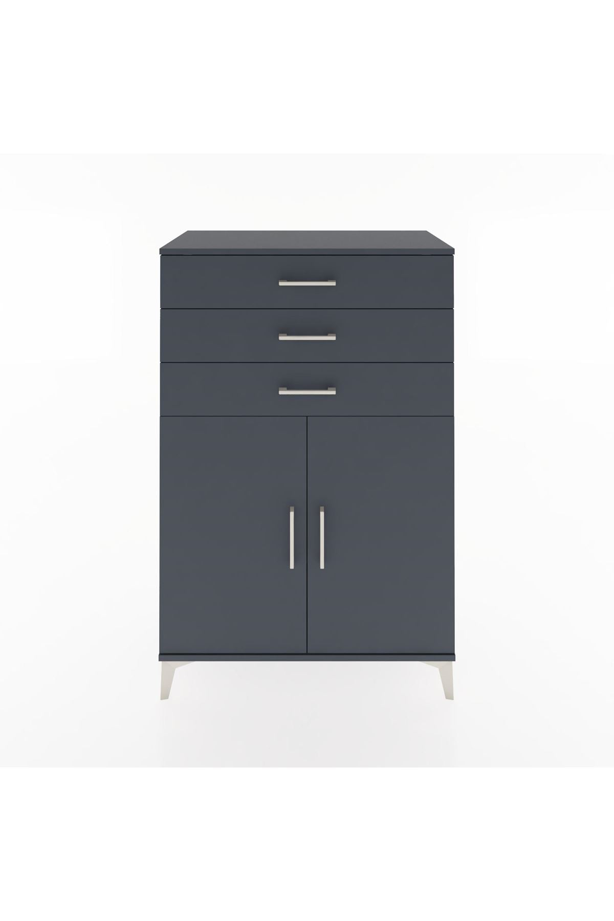 Hyperion Dolap 3 Çekmeceli 2 Kapaklı 88x44x134 Antrasit-Antrasit