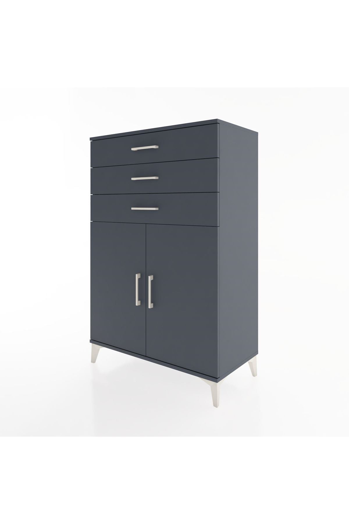 Hyperion Dolap 3 Çekmeceli 2 Kapaklı 88x44x134 Antrasit-Antrasit