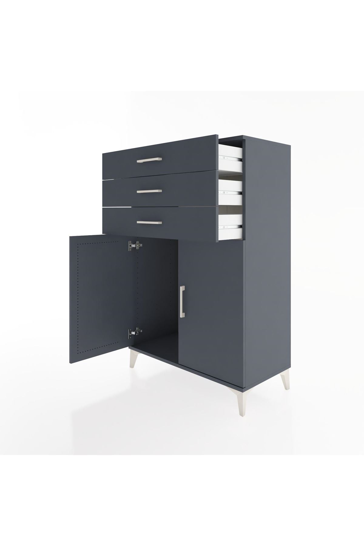 Hyperion Dolap 3 Çekmeceli 2 Kapaklı 88x44x134 Antrasit-Antrasit