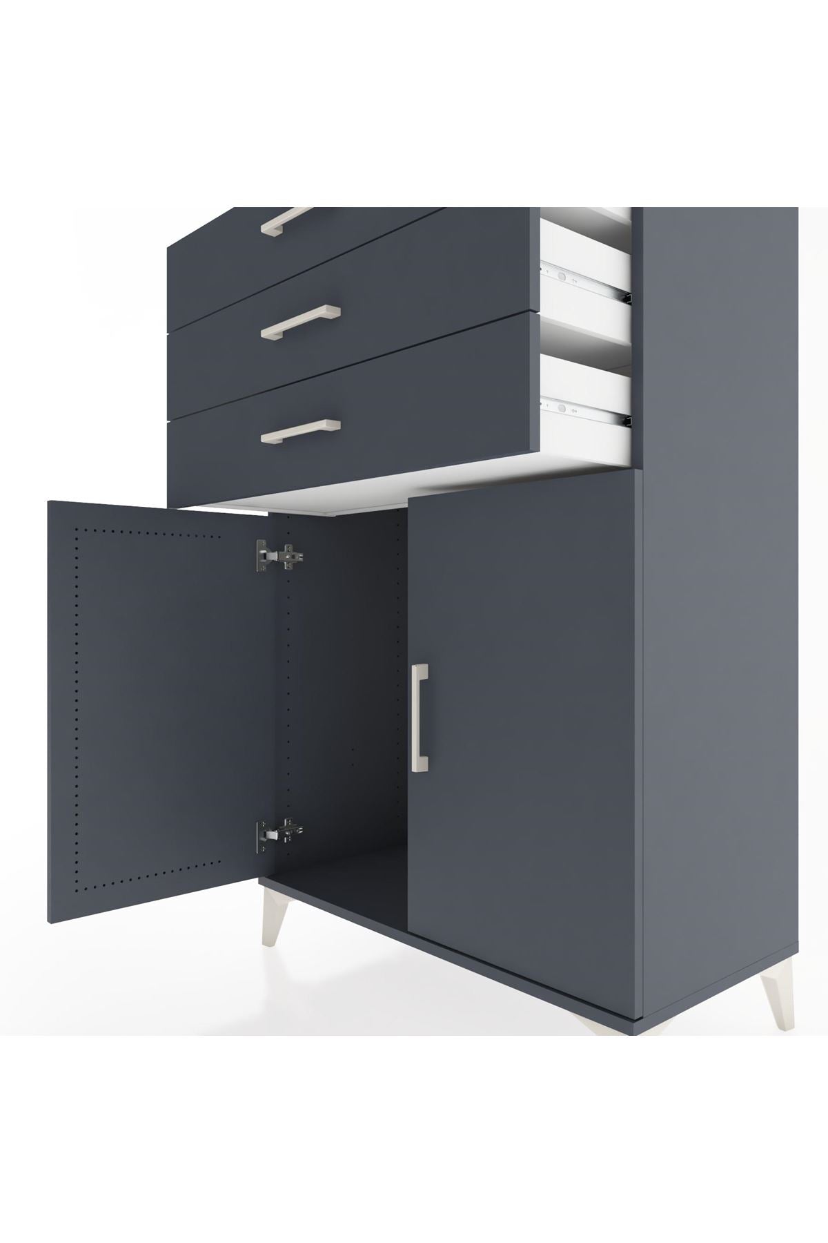 Hyperion Dolap 3 Çekmeceli 2 Kapaklı 88x44x134 Antrasit-Antrasit
