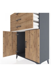 Hyperion Dolap 3 Çekmeceli 2 Kapaklı 88x44x134 Antrasit-Çam
