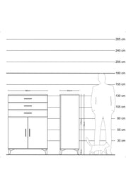 Hyperion Dolap 3 Çekmeceli 2 Kapaklı 88x44x134 Antrasit-Çam