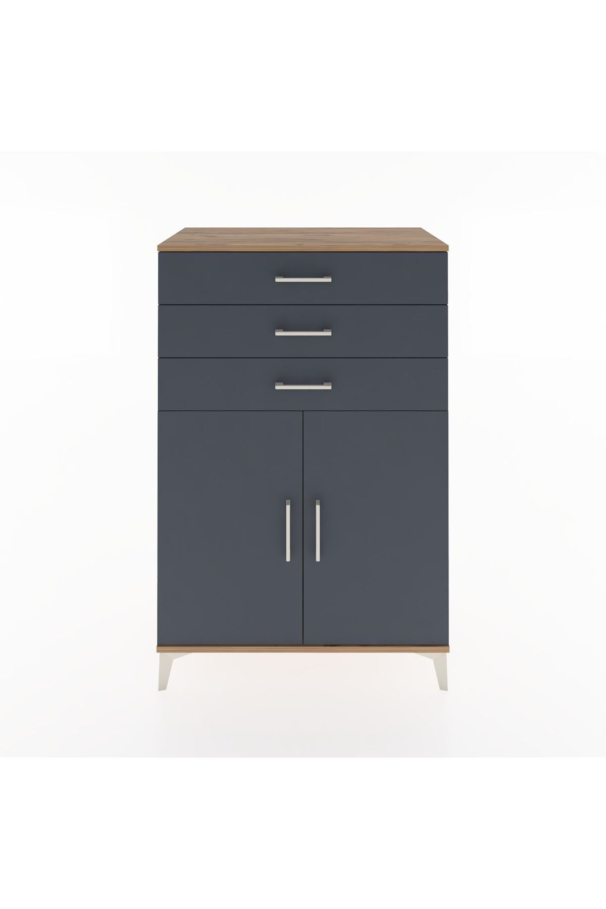 Hyperion Dolap 3 Çekmeceli 2 Kapaklı 88x44x134 Çam-Antrasit