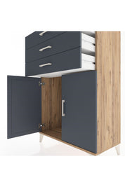 Hyperion Dolap 3 Çekmeceli 2 Kapaklı 88x44x134 Çam-Antrasit