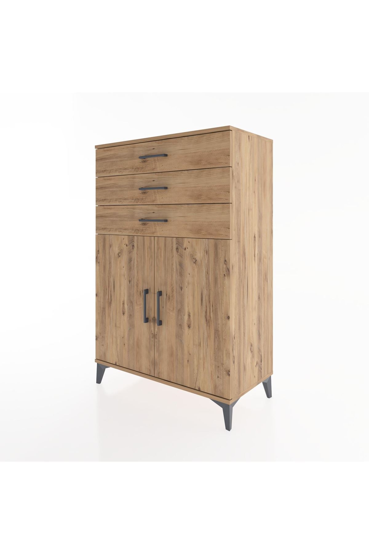 Hyperion Dolap 3 Çekmeceli 2 Kapaklı 88x44x134 Çam-Çam