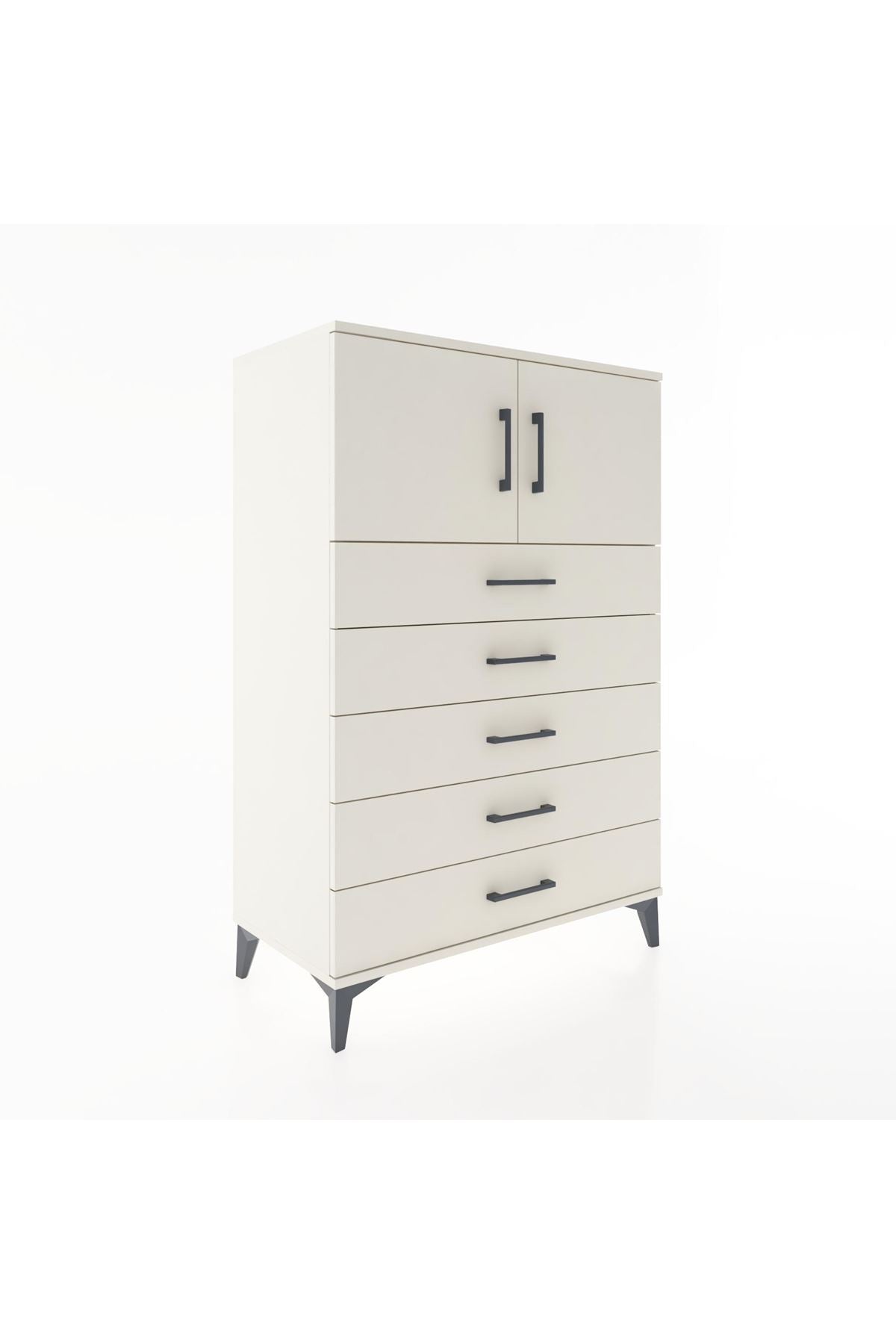 Hyperion Dolap Tek Raflı 5 Çekmeceli 2 Kapaklı 88x44x134 Aytaşı-Aytaşı