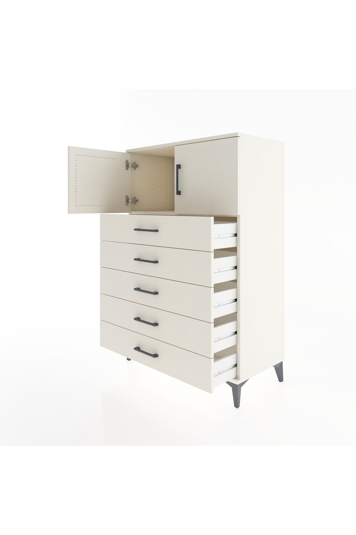 Hyperion Dolap Tek Raflı 5 Çekmeceli 2 Kapaklı 88x44x134 Aytaşı-Aytaşı