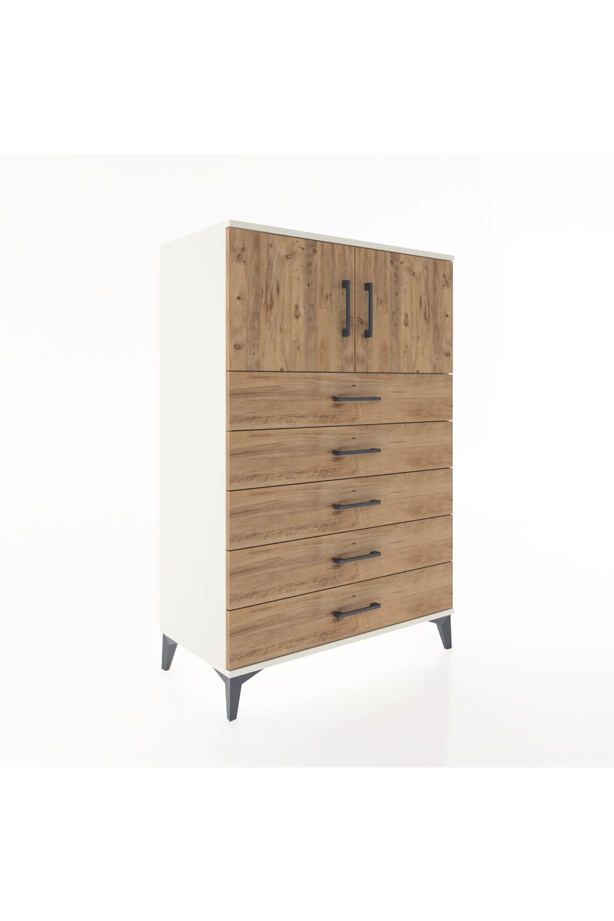 Hyperion Dolap Tek Raflı 5 Çekmeceli 2 Kapaklı 88x44x134 - S51M102V3B
