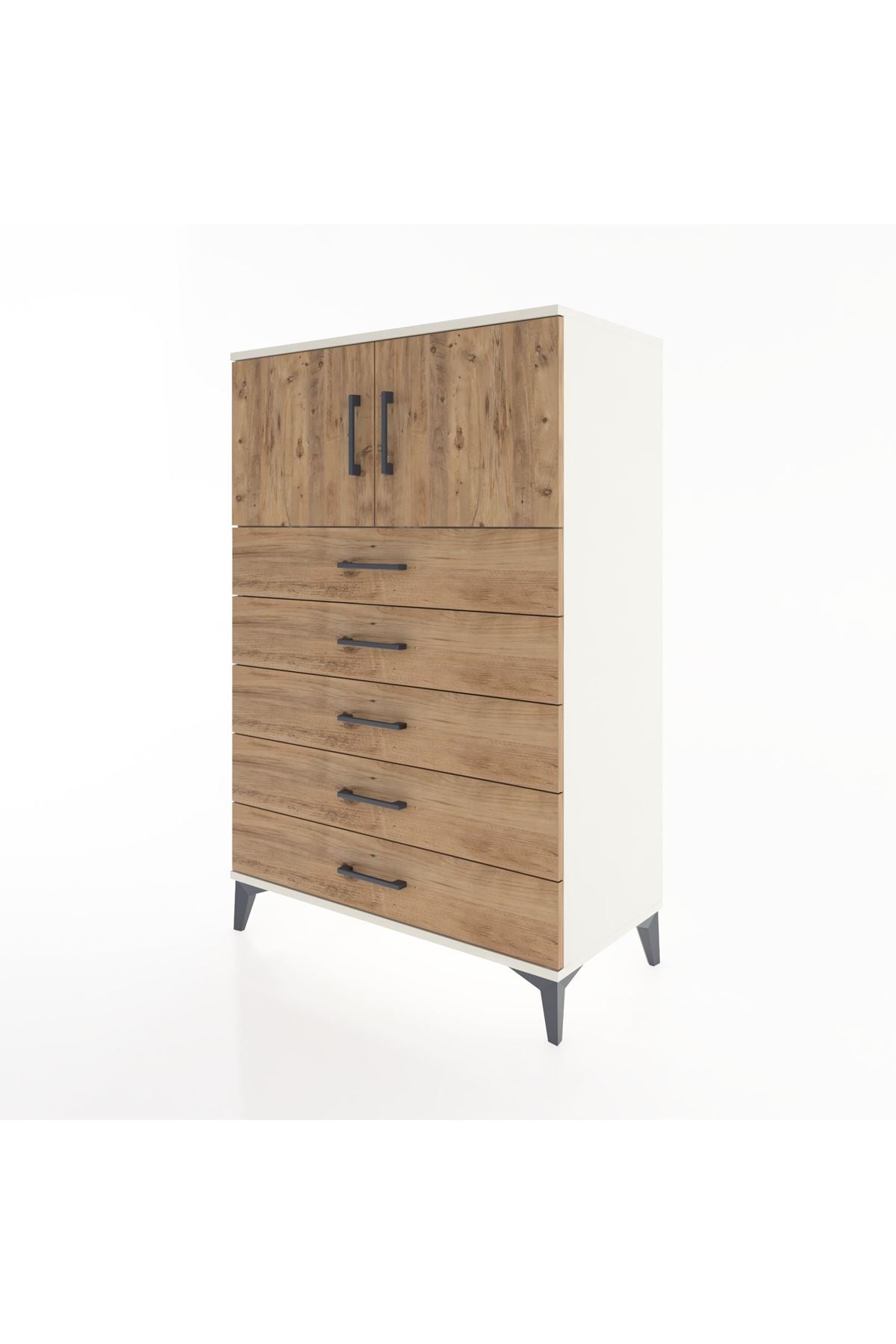 Hyperion Dolap Tek Raflı 5 Çekmeceli 2 Kapaklı 88x44x134 - S51M102V3B