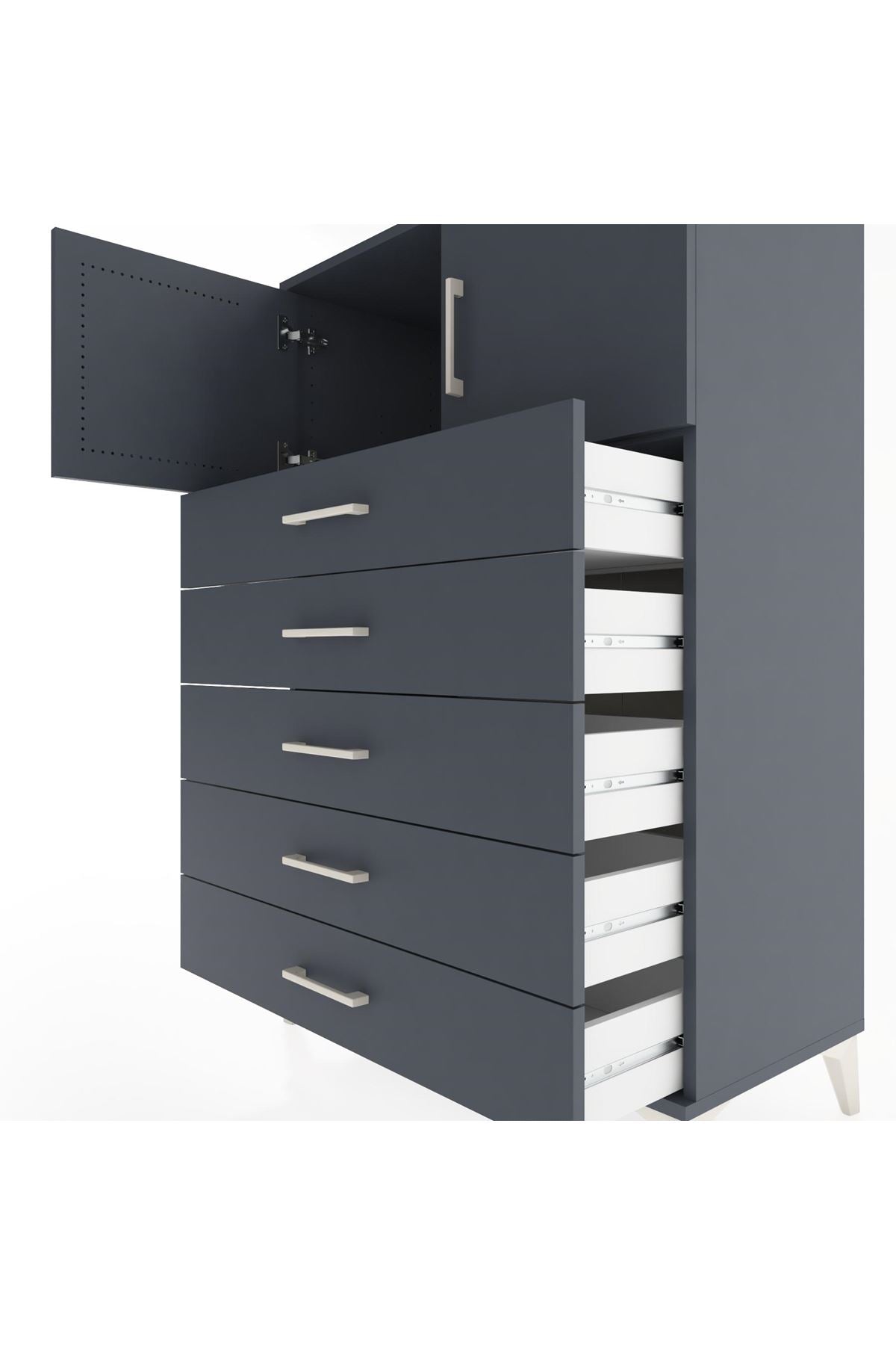 Hyperion Dolap Tek Raflı 5 Çekmeceli 2 Kapaklı 88x44x134 - S51M102V5B