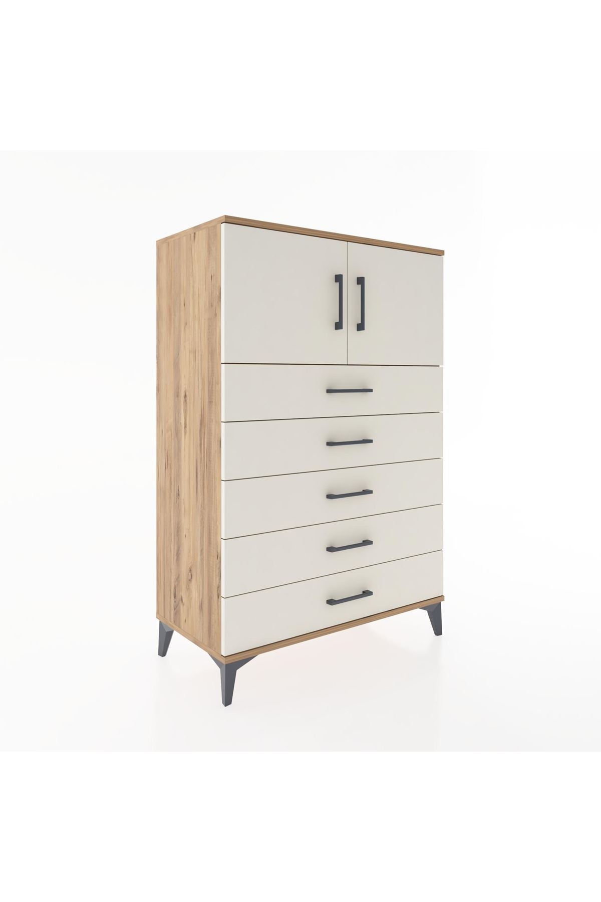 Hyperion Dolap Tek Raflı 5 Çekmeceli 2 Kapaklı 88x44x134 - S51M102V7B