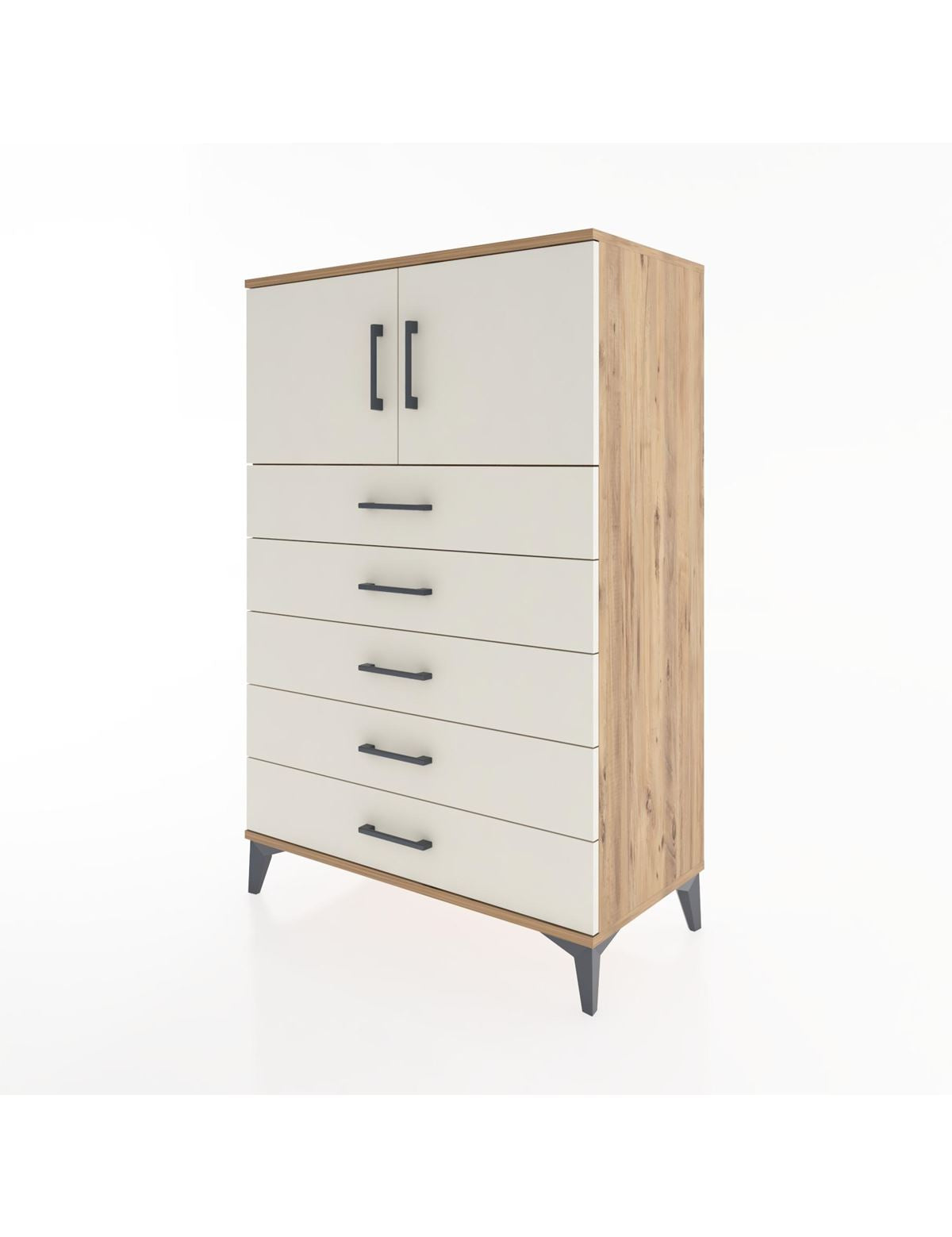 Hyperion Dolap Tek Raflı 5 Çekmeceli 2 Kapaklı 88x44x134 - S51M102V7B