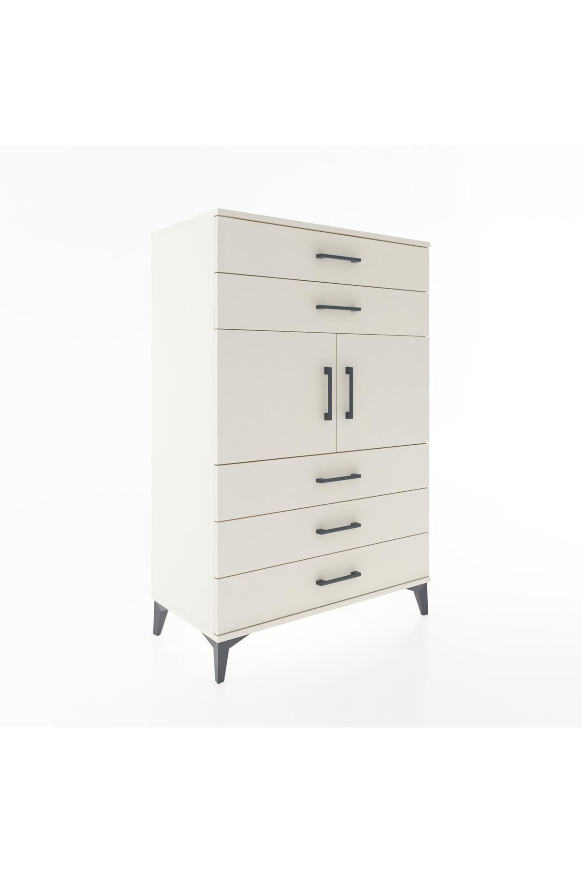 Hyperion Dolap Tek Raflı 5 Çekmeceli 2 Kapaklı 88x44x134 - S51M103V1B