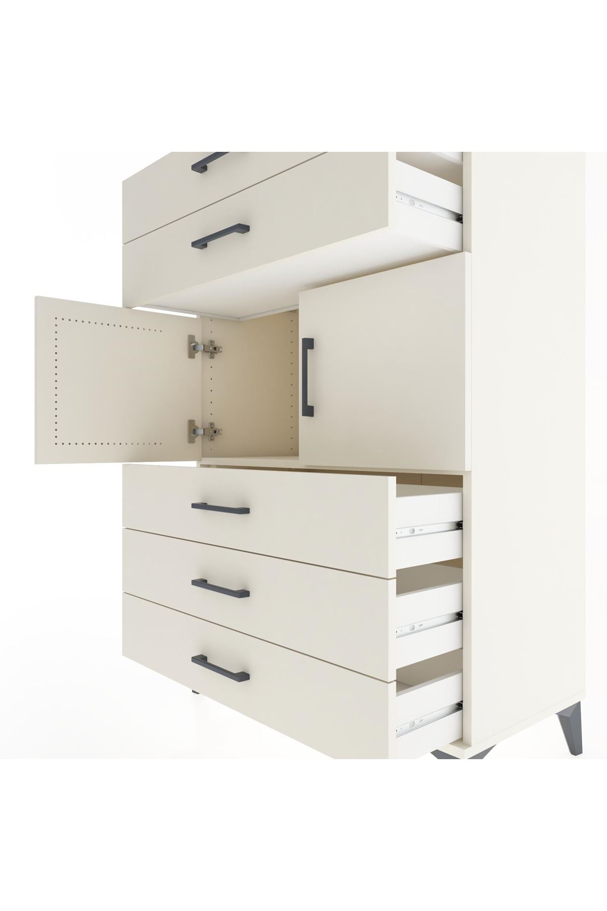 Hyperion Dolap Tek Raflı 5 Çekmeceli 2 Kapaklı 88x44x134 - S51M103V1B