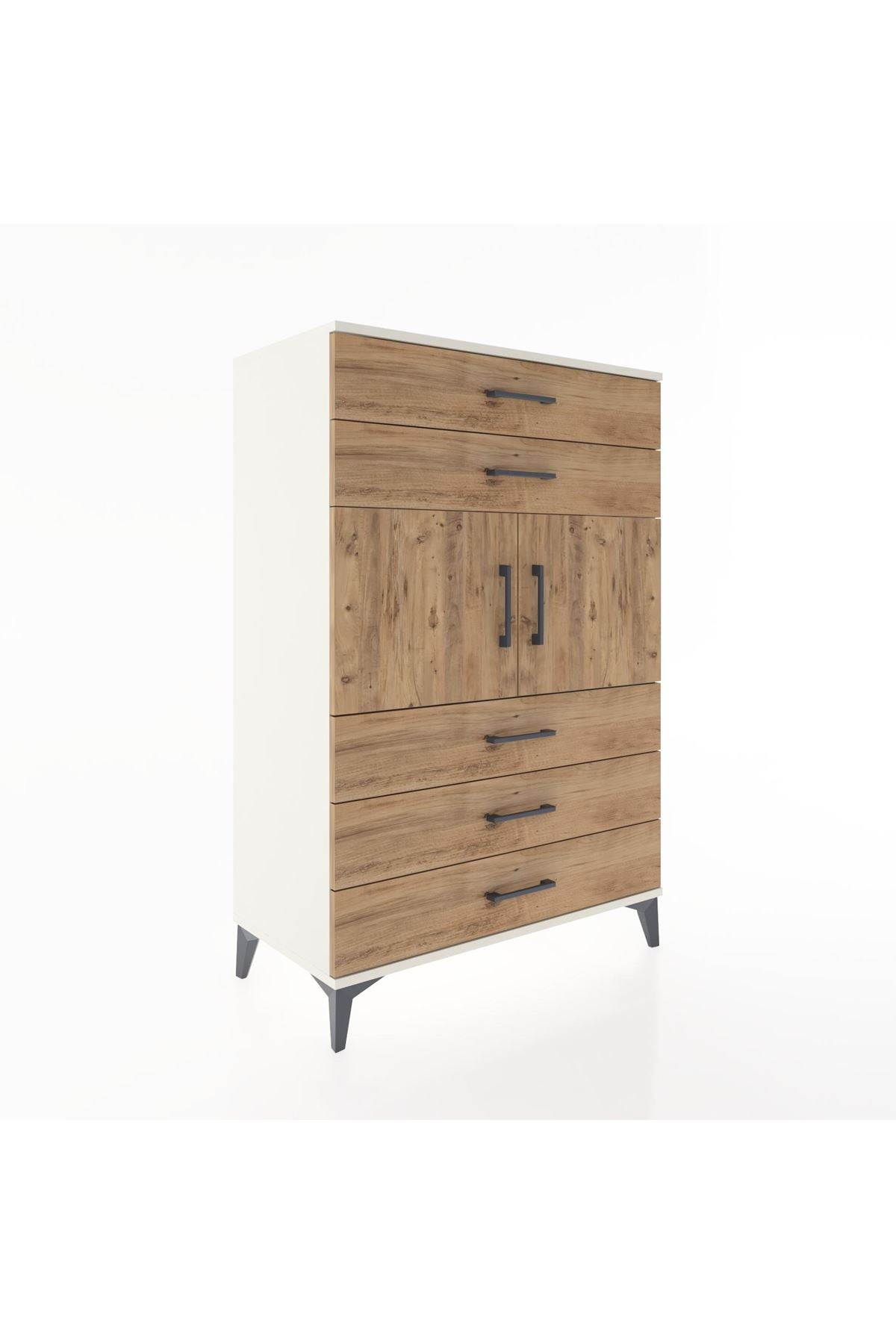 Hyperion Dolap Tek Raflı 5 Çekmeceli 2 Kapaklı 88x44x134 - S51M103V3B