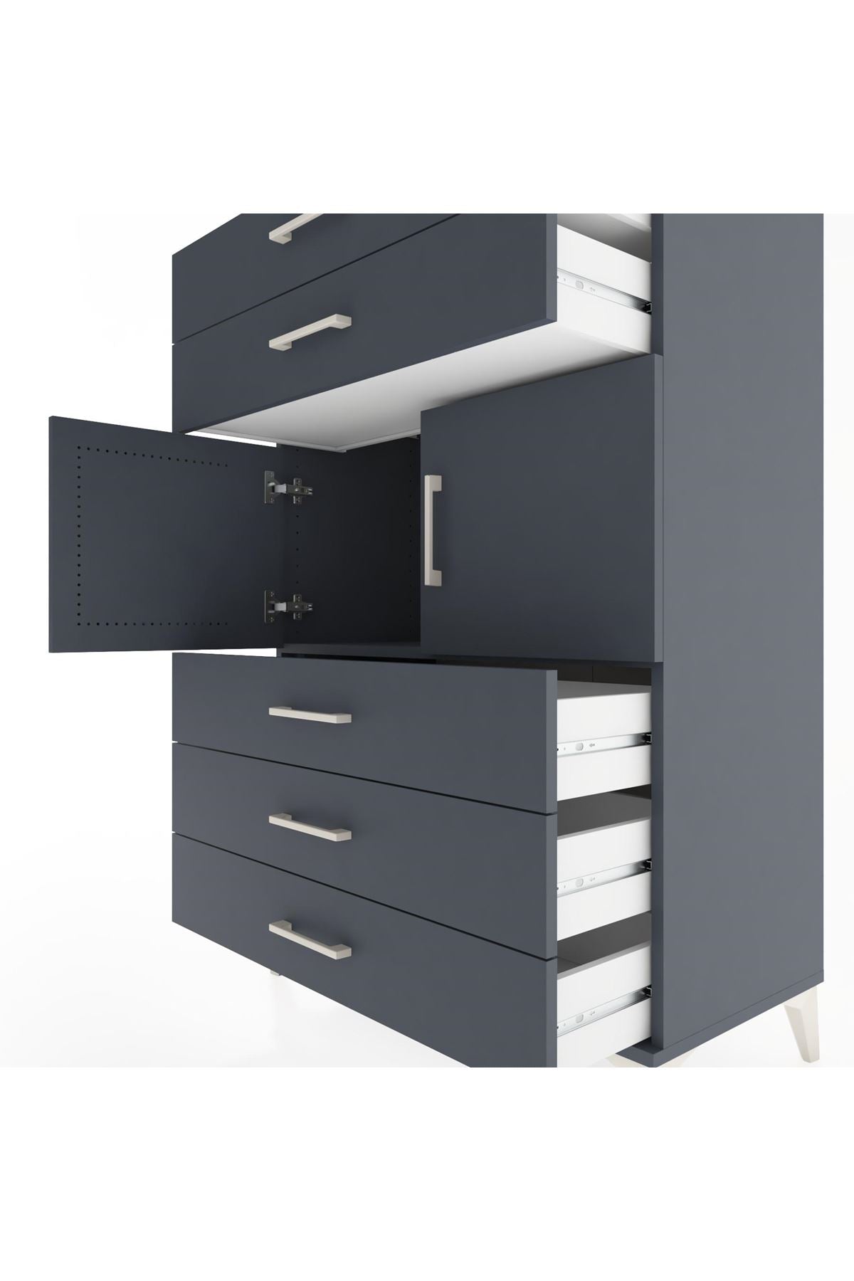 Hyperion Dolap Tek Raflı 5 Çekmeceli 2 Kapaklı 88x44x134 - S51M103V5B