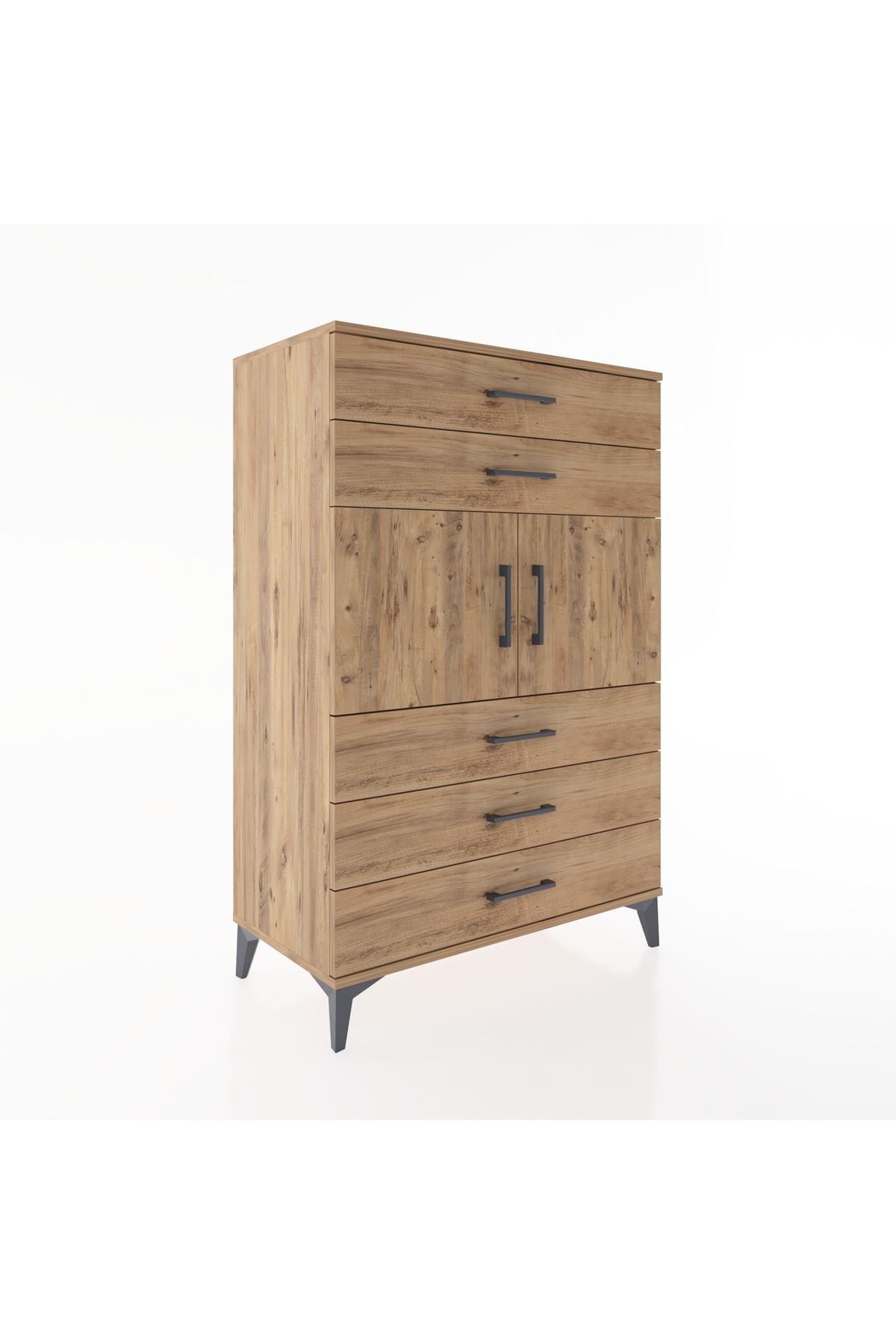 Hyperion Dolap Tek Raflı 5 Çekmeceli 2 Kapaklı 88x44x134 - S51M103V9B